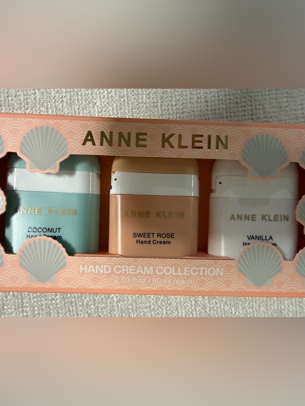Anne klein Hand Cream set 60.ml (each) Coconut. Sweet Rose & Vanilla